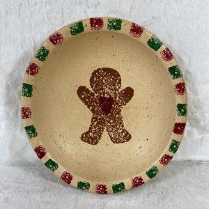 Vintage Hand Painted Gingerbread Wood Dough Bowl Art Decor Country Folk art
